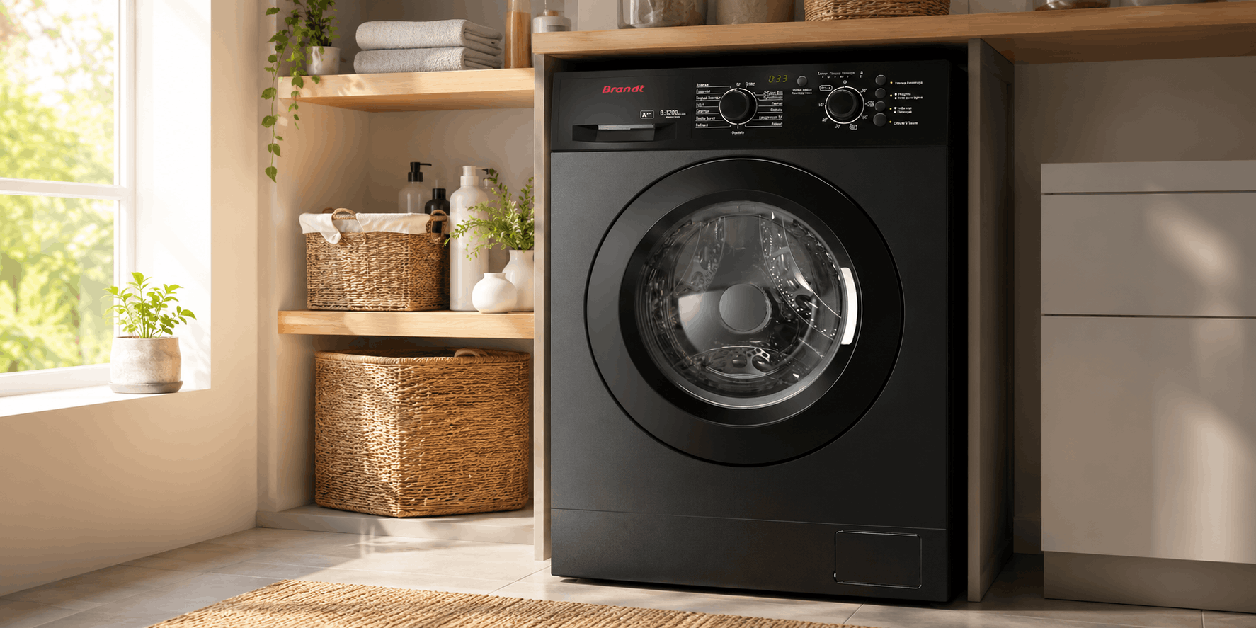 LAVE LINGE BRANDT  8KG  1200tr min  DARK SILVER
